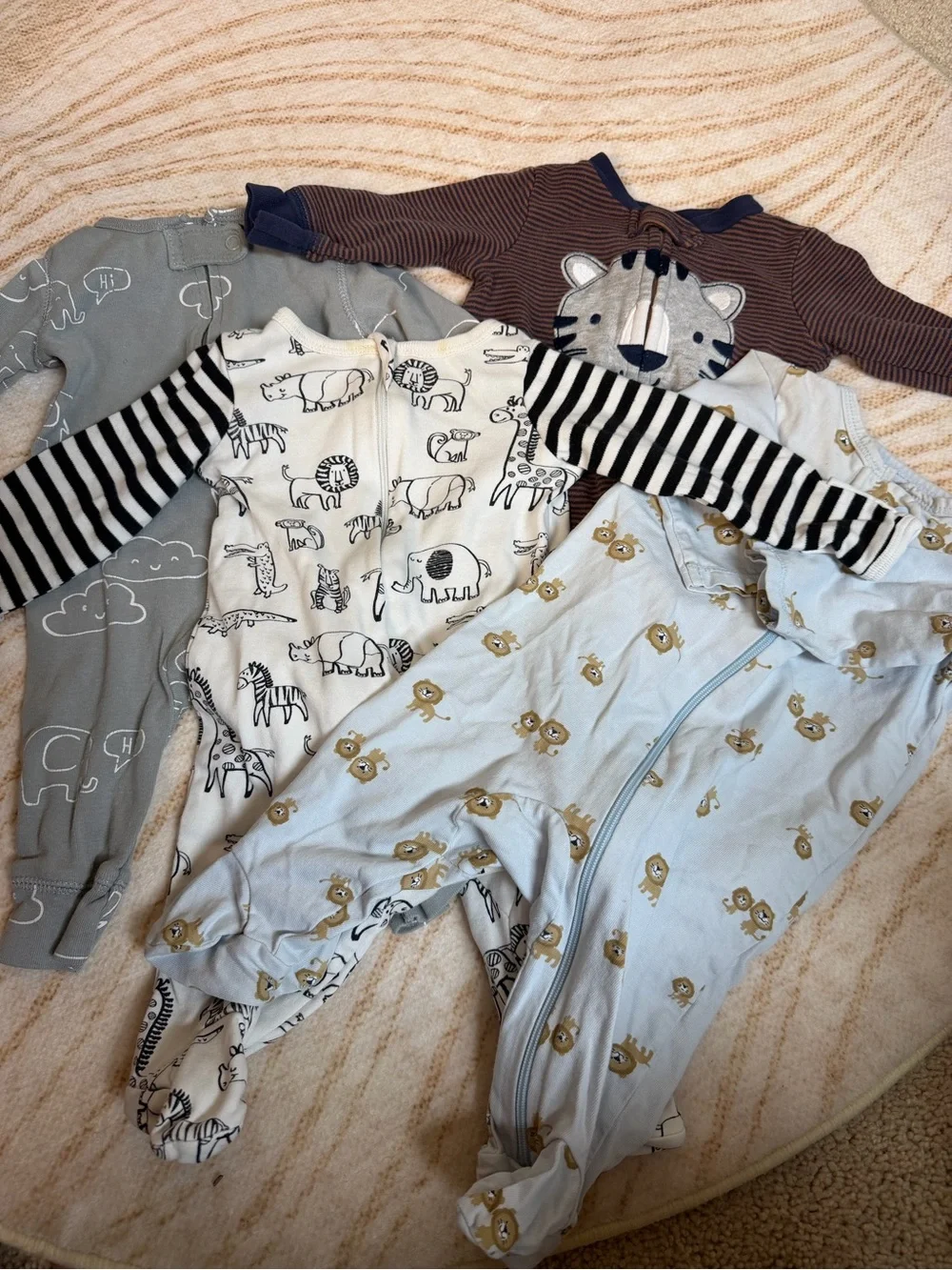 Assorted 0–3 Months Soft Long-Sleeve Baby Pajamas & Footies